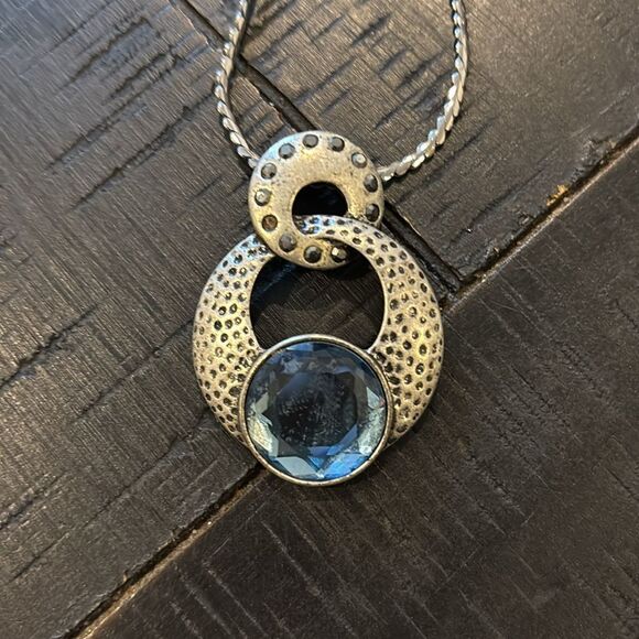 VINTAGE DESIGNER SIGNED KIAM FAMILY BLUE GEMSTONE PENDANT NECKLACE - Picture 3 of 9